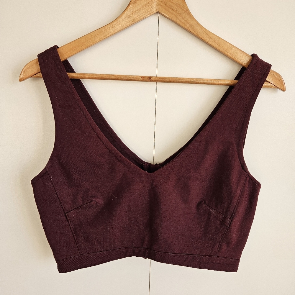 SUNDAY BEST V-Neck Crop Top Burgundy Wine Size Medium ARITZIA